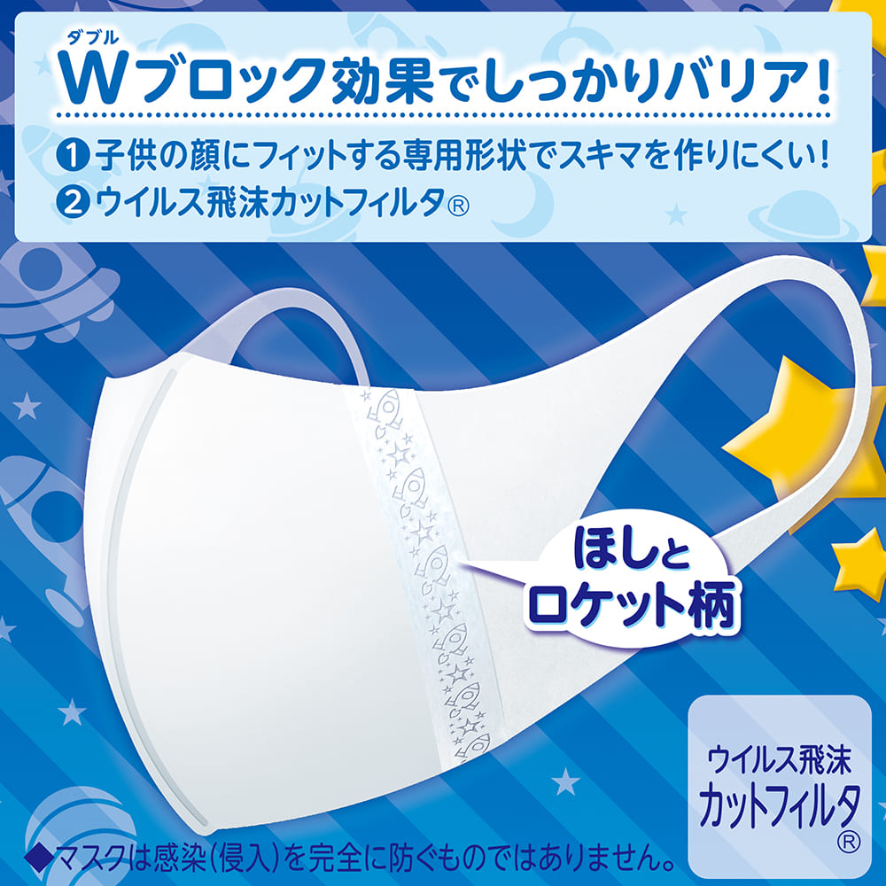 【アウトレット品】超立体マスク こども用 ホワイト 5枚入