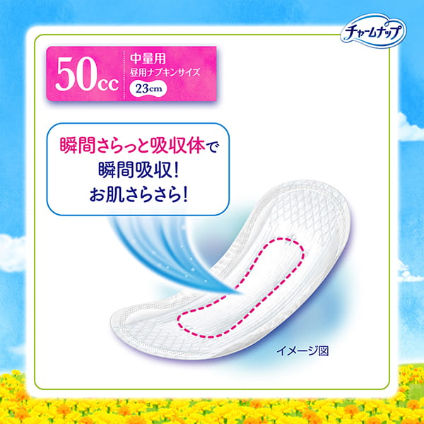 【アウトレット品】チャームナップ 吸水さらフィ 中量用 パウダーの香り 50cc・18枚入