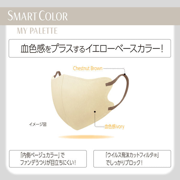 【アウトレット品】超快適マスク SMART COLOR MyPalette（マイパレット）アイボリー×チェスナットブラウン ふつうサイズ 7枚入