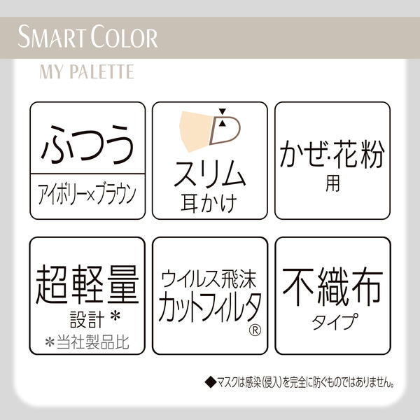 【アウトレット品】超快適マスク SMART COLOR MyPalette（マイパレット）アイボリー×チェスナットブラウン ふつうサイズ 7枚入