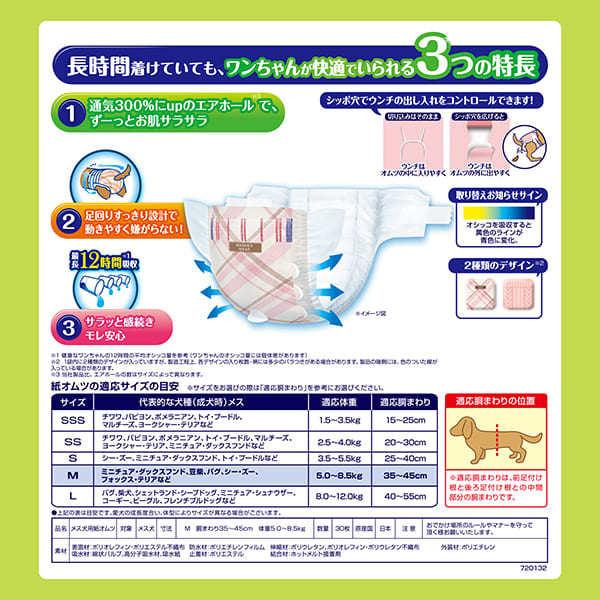 【アウトレット品】マナーウェア 長時間快適オムツ 女の子用 Mサイズ・30枚入