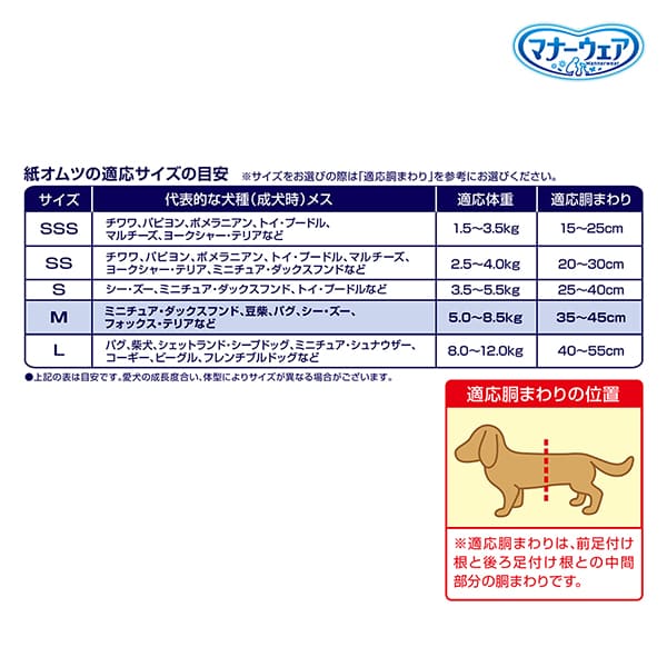 【アウトレット品】マナーウェア 長時間快適オムツ 女の子用 Mサイズ・30枚入