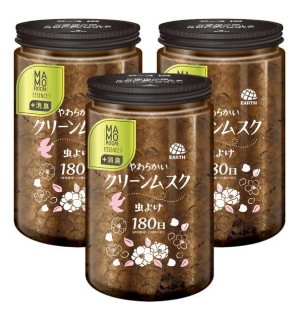 アース製薬 マモルームエッセンス 虫よけパール 180日用 やわらかいクリーンムスク 500g×3本