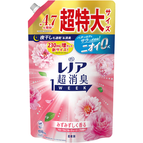 【アウトレット品】レノア 超消臭1WEEK フローラルフルーティーソープの香り 詰め替え用 超特大 1510mL