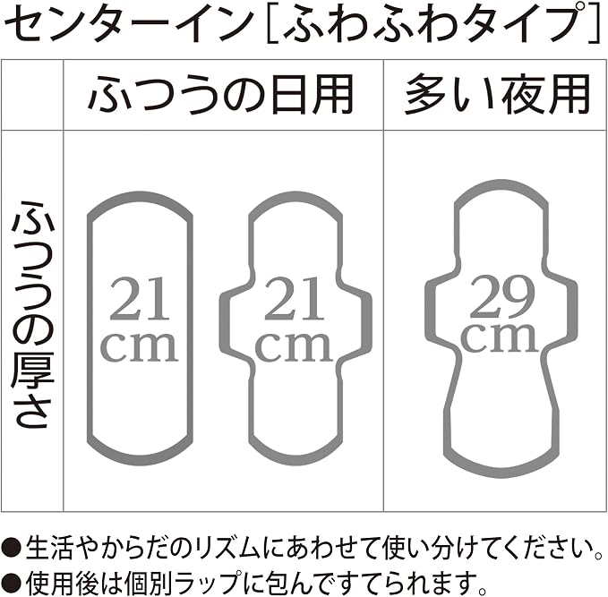 【アウトレット品】ふわふわタイプ ふつうの日用 羽なし 21cm 28コ×2パック（56コ入）