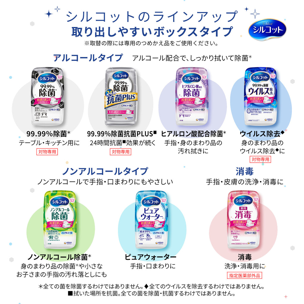 【アウトレット品】シルコット ノンアルコール除菌 ウェットティッシュ つめかえ用 43枚×8個（合計344枚）