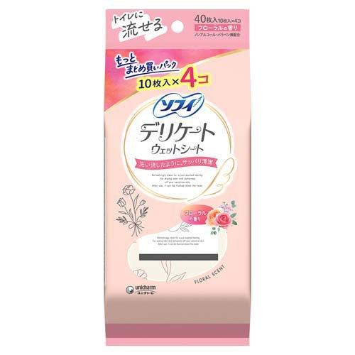 ソフィ デリケートウェットシート フローラルの香り 10枚×4個（合計40枚）