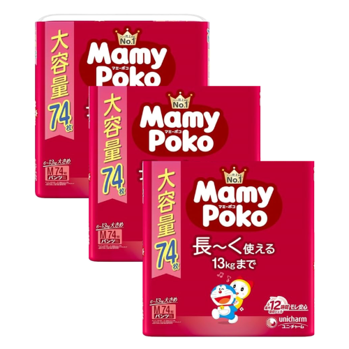 【ケース販売】マミーポコパンツ M 74枚 ドラえもん ベビーおむつ 紙おむつ パンツタイプ 乳幼児用 通気 さらさら かわいい 男女兼用