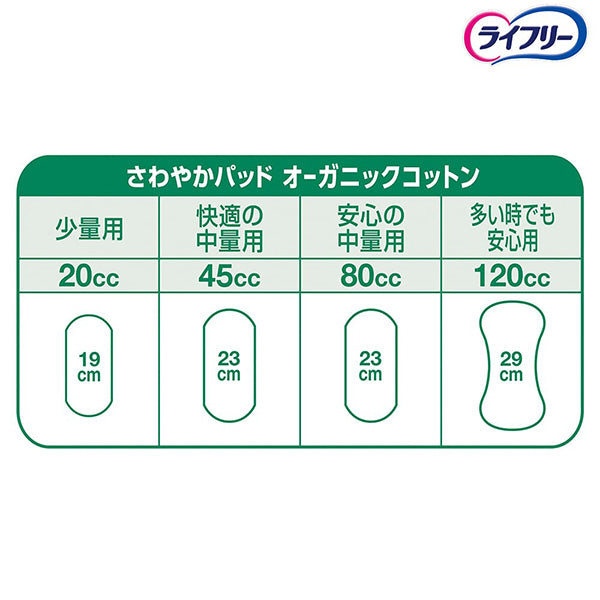【アウトレット品】ライフリー さわやかパッド オーガニックコットン 安心の中量用 80cc・20枚入