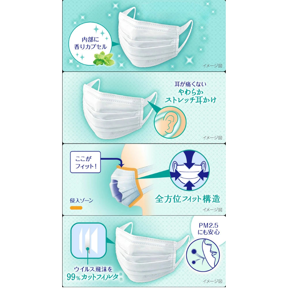 【アウトレット品】超快適マスク す～っとミント かぜ・花粉用 ふつうサイズ・7枚入