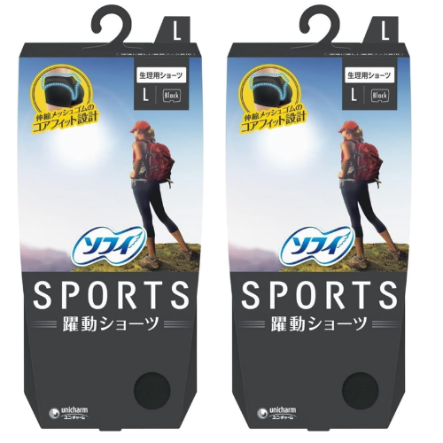ソフィ SPORTS 躍動ショーツ Lサイズ ブラック(生理用品 サニタリーショーツ)×2