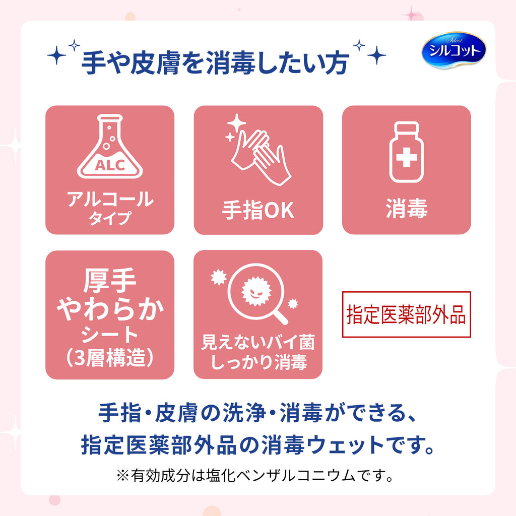 【アウトレット品】シルコット 消毒ウェット アルコールタイプ つめかえ用 40枚×3コ（合計120枚）