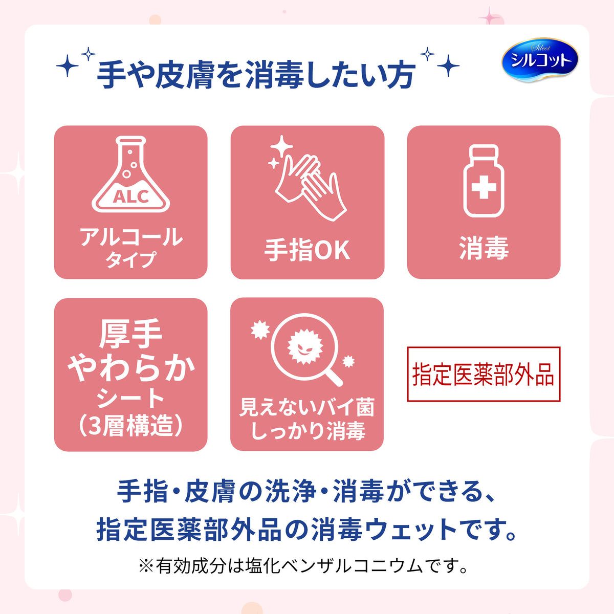 【アウトレット品】シルコット 消毒ウェット アルコールタイプ つめかえ用 40枚×3コ（合計120枚）