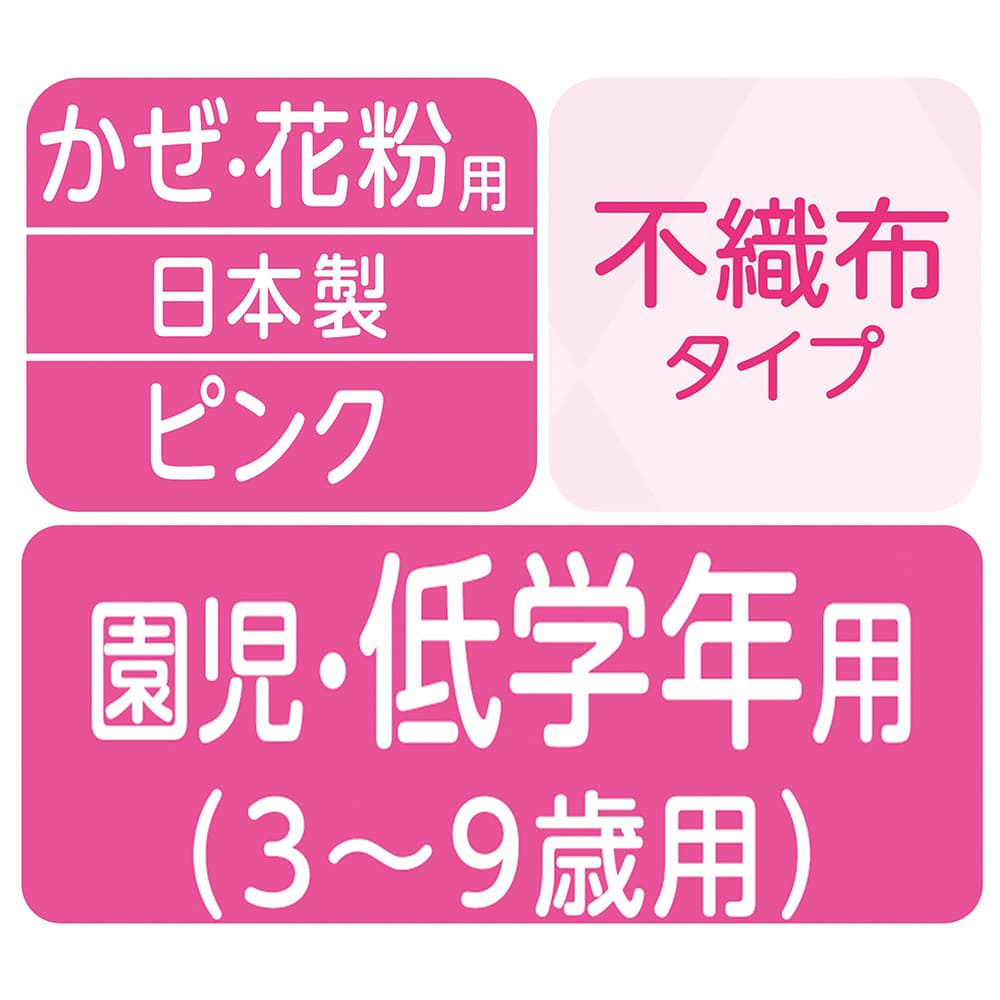 【アウトレット品】超立体マスク こども用 女の子向け ピンク ハートリボン柄 5枚入