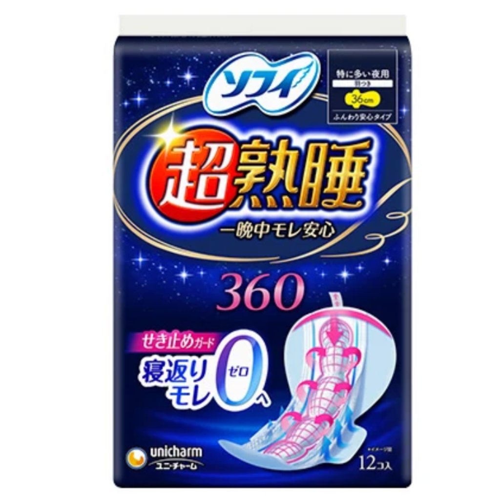 【アウトレット品】ソフィ 超熟睡ガード 360 特に多い夜用 羽つき 12コ入