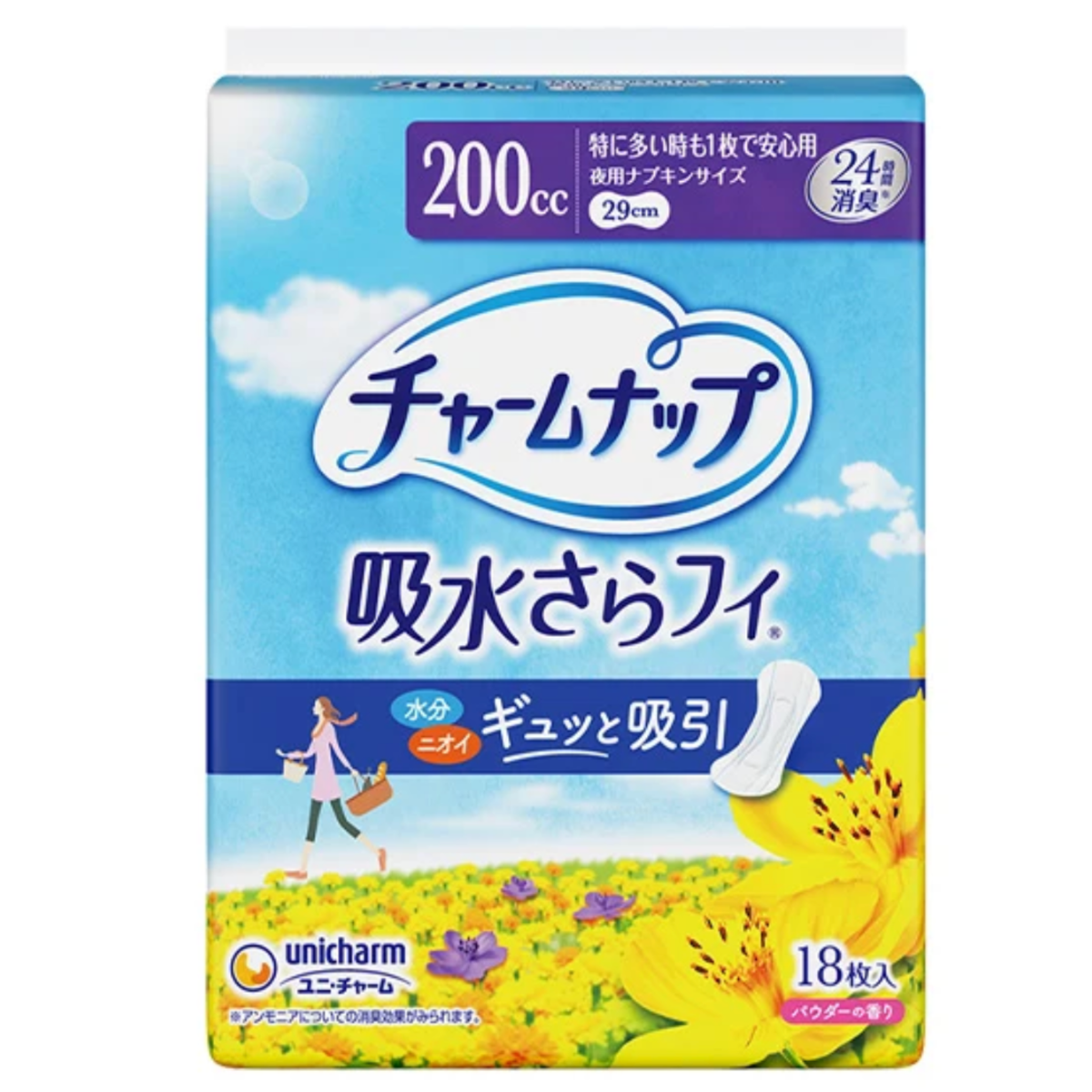 【アウトレット品】チャームナップ 吸水さらフィ 特に多い時も1枚で安心用 200cc・18枚入